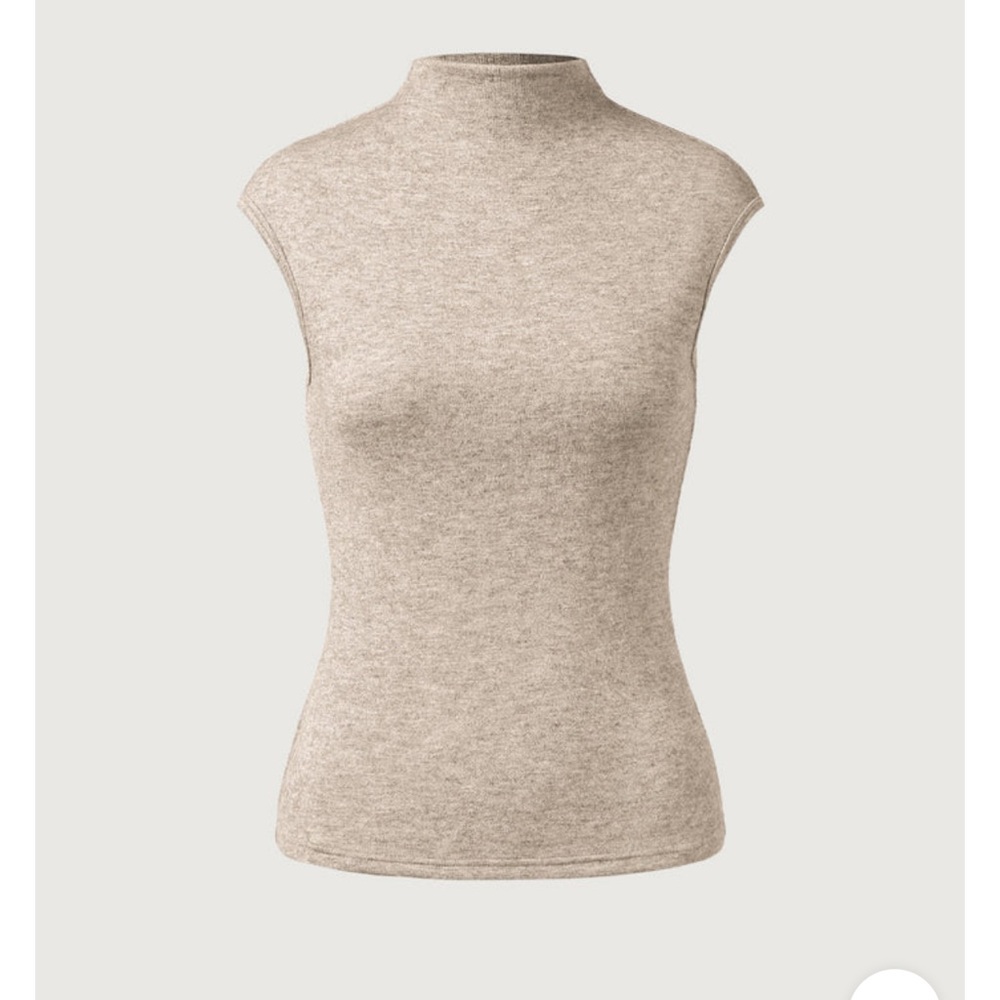 Sleeveless Mock Neck Knit Top in Beige